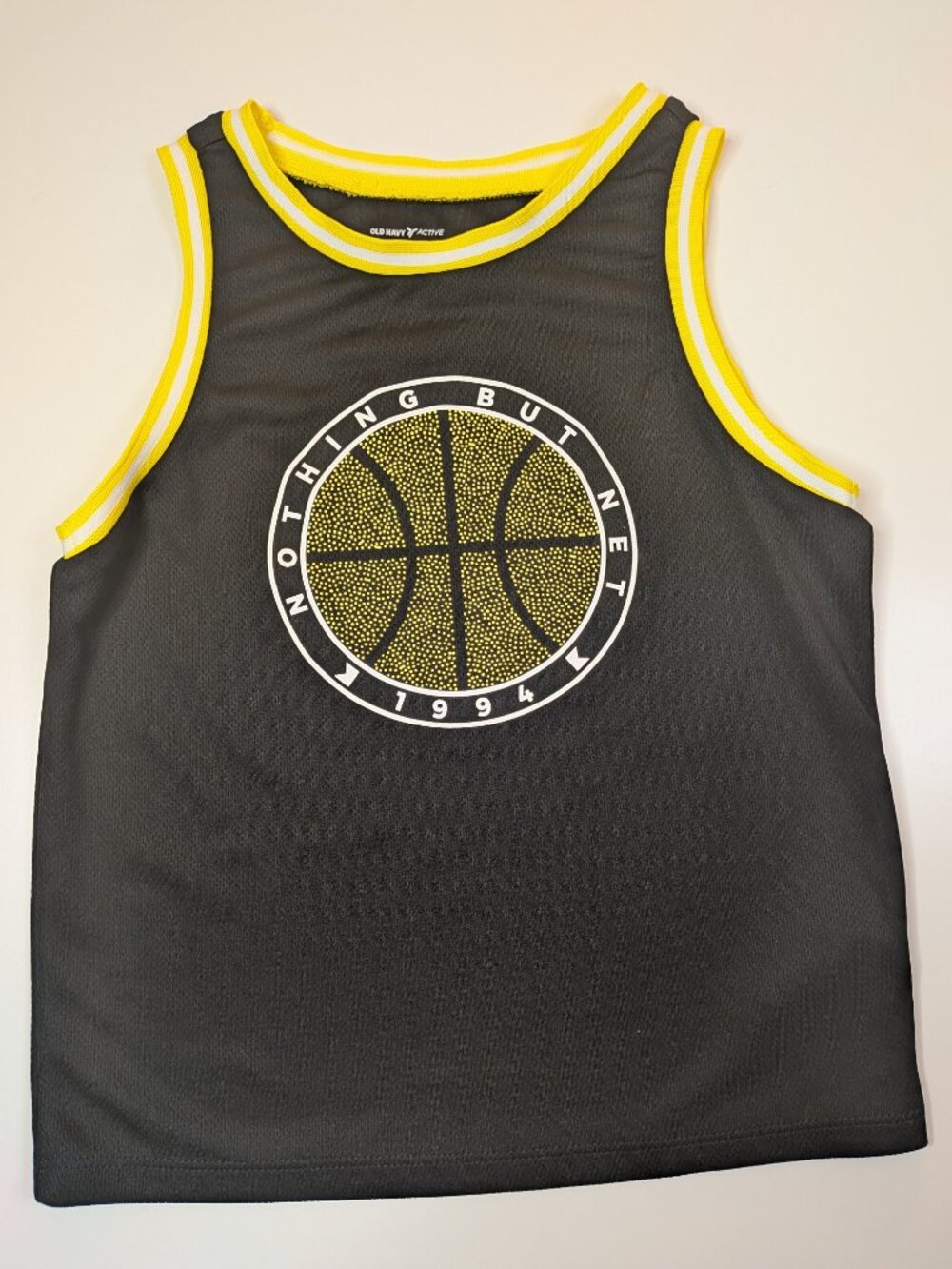 Old Navy Active Boys 5T Basketball Tank Top Black Yellow Athletic Jersey